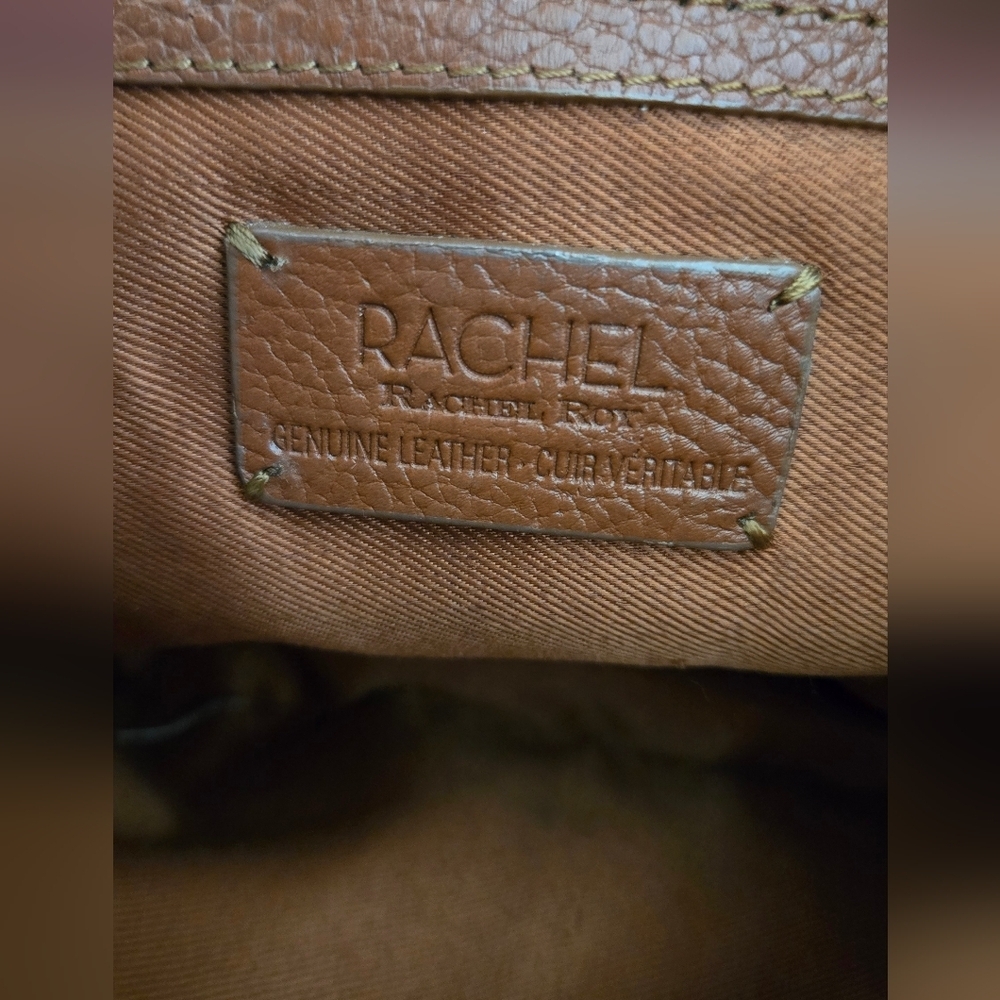 Rachel Roy Brown leather bag with wooden handles *One Handle Is Broken! - Picture 5 of 7
